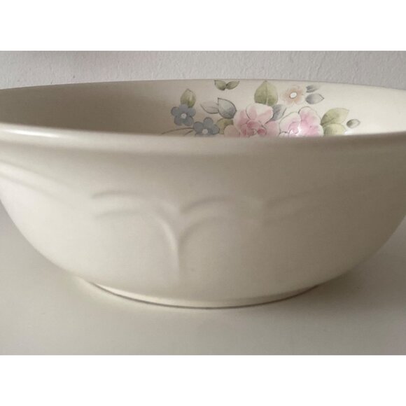 PFALTZGRAFF Tea Rose Floral Serving Bowl Ivory Beige Ceramic Stoneware VTG - Picture 6 of 6